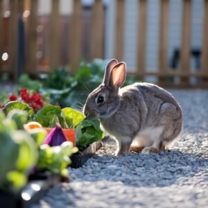 How to Start a Garden for Beginners - Brown rabbit eating garden vegetables in Pam Rumley's World