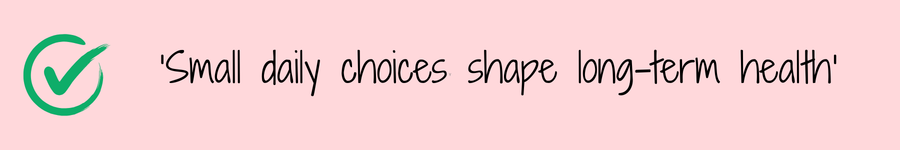 Photo showing a quote 'small daily choices shape long-term health' relating to environmental toxins
