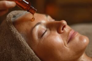 Woman getting a castor oil massage