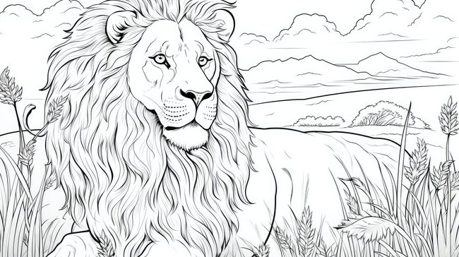 Photo of a Coloring Page of a Lion relating to coloring scripture