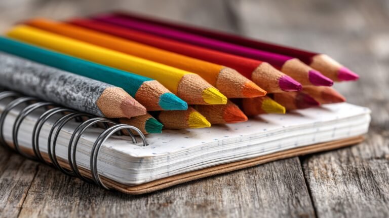 Photo showing Pencils and a Coloring Journal relating to coloring journals for stress relief & self-reflection