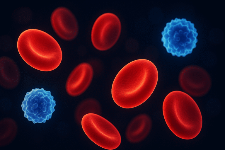 Photo showing Darkfield Image of blood cells related to darkfield microscopy