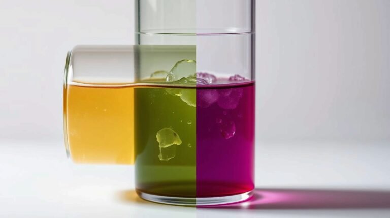 Glass of liquid depicting pH Balance colors