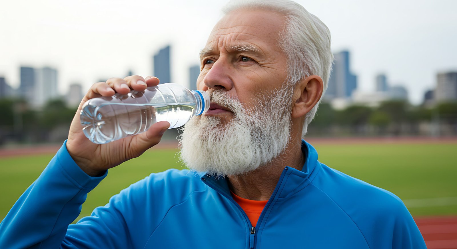 senior man drinking water to improve hydration