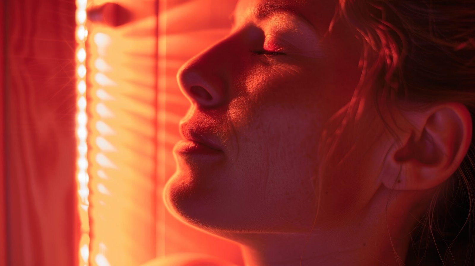 Woman receiving red light therapy
