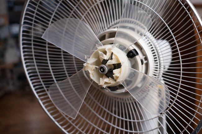 Broken plastic parts on a fan blade
