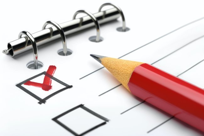 Checklist with red pencil