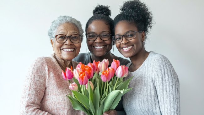 Photo showing happy women related to faith and family