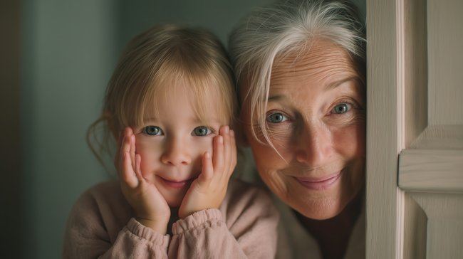 grandmother and young child sharing a close, loving moment together